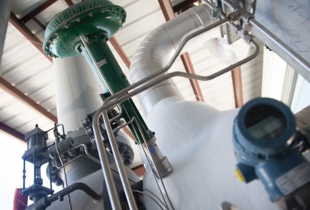 pneumatic control valve in industrial pipeline