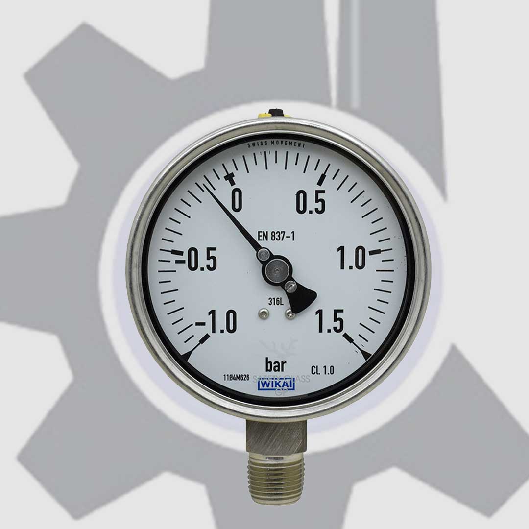 گیج فشار استیل ویکا صفحه 10 رنج 1- تا 1.5 بار گیج فشار استیل ویکا صفحه 10 رنج 1- تا 1.5 بار